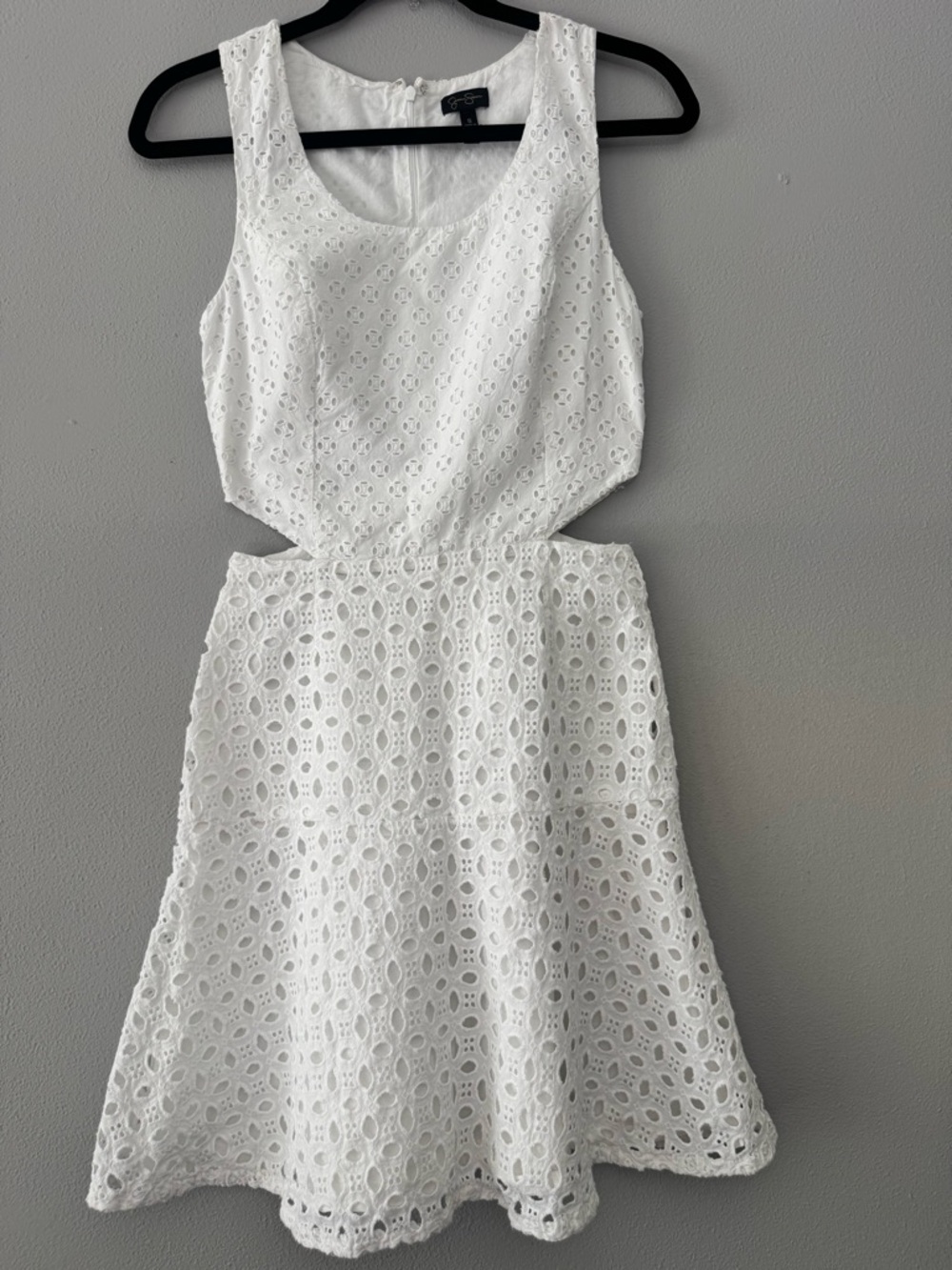 Jessica Simpson Marisa Fit & Flare Dress w/Eyelets & Cutouts in White Size S